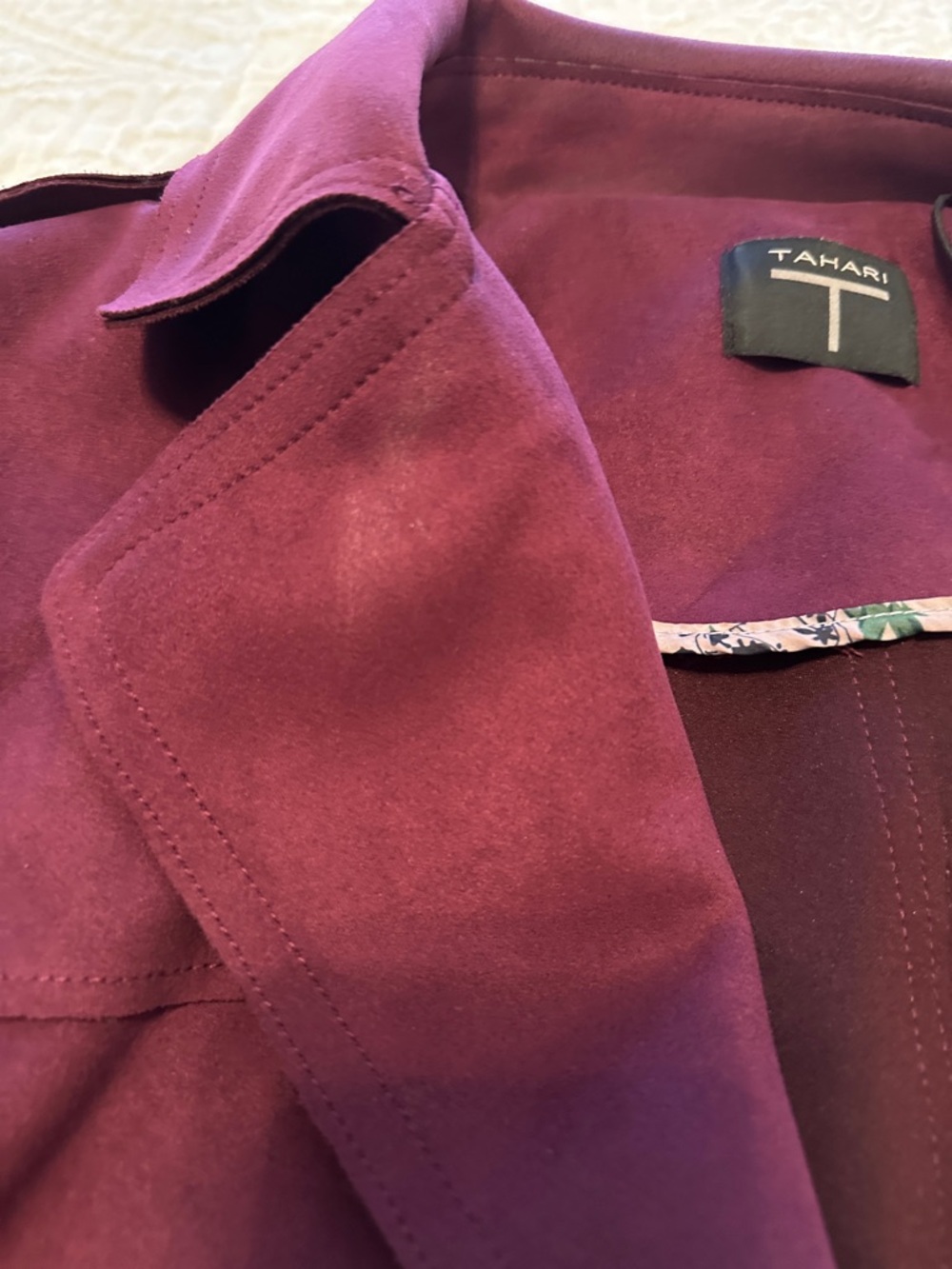 Tahari Deep Plum Zip-Front Blazer Jacket - Picture 3 of 16